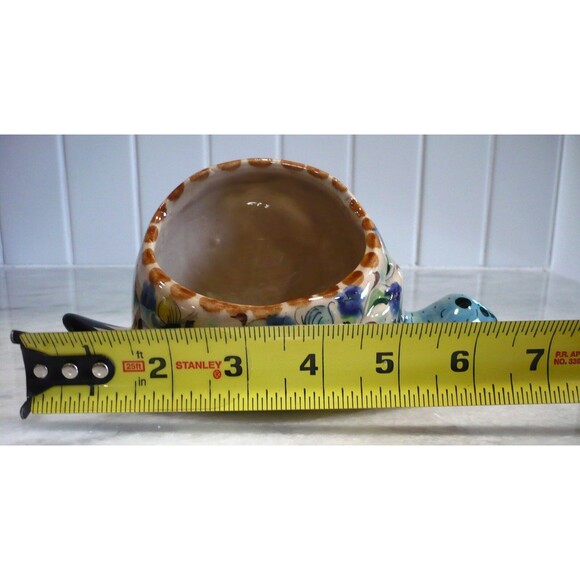Vtg Tonala Mexico Snail Pottery Hand Painted Signed Planter Sponge Keeper Blue - Picture 16 of 16